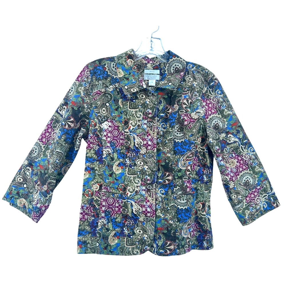 Christopher & Banks Womens Paisley Floral Stretch‎ Jacket Multi-Color Small 2008
